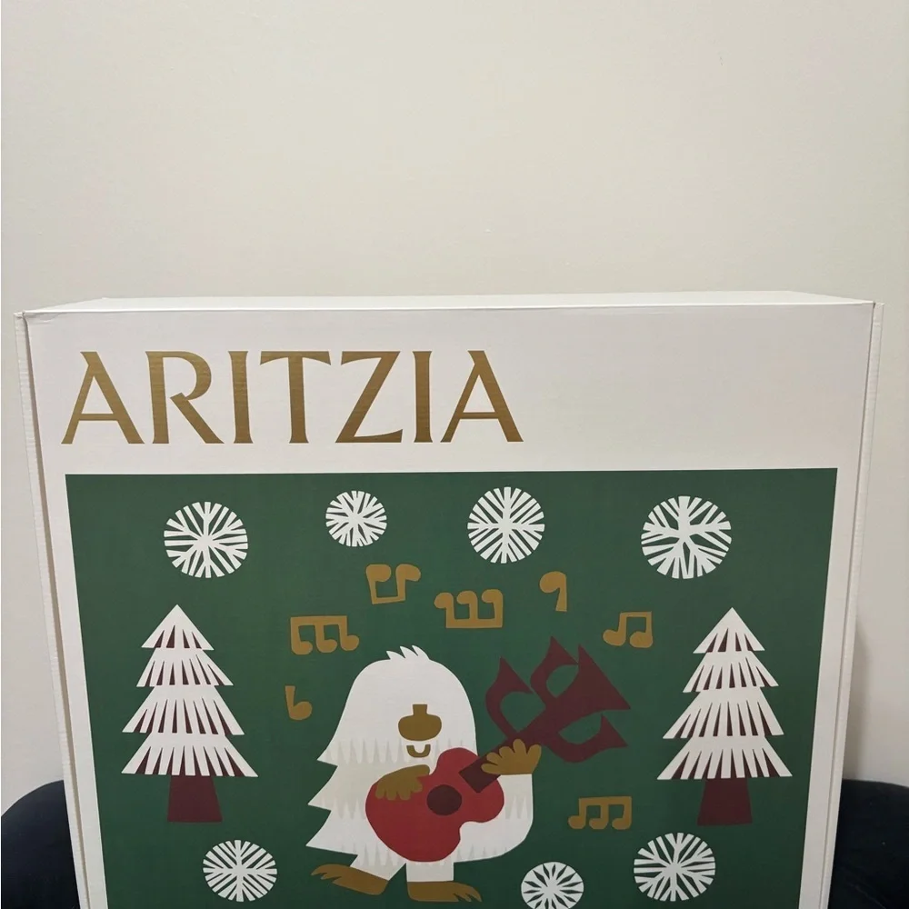 Aritzia Festive Box with Green and Gold Accents